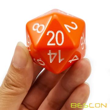 Bescon Jumbo D20 38MM, tamaño grande 20 lados dados naranja opaco, cubo grande de 20 caras 1.5 pulgadas