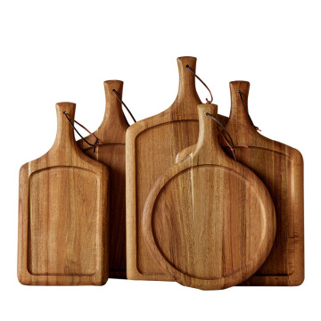 Elegant Acacia Wood Steak Plate with Handle - Sustainable BBQ Serving Tray