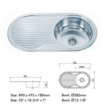 304 topmount draining board stainless steel kitchen sink