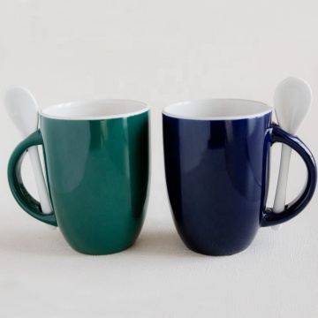 Eco-Friendly Custom 350ml Ceramic Mug - Coffee Cup with Spoon, Perfect for Dining and Gifts