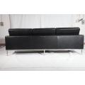 Svart läder Florens Knoll 3-sits soffa replika