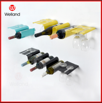 Wall mounted metal wine rack