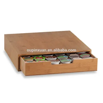 Coffee Pod Storage Drawer, Coffee Capsules Holder Stand Box tea box 13.25" L x 12.625" W x 3.125" H. Bamboo Coffee Pod Holder