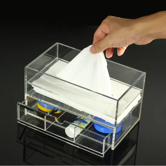 clear colored acrylic tissue organizer box