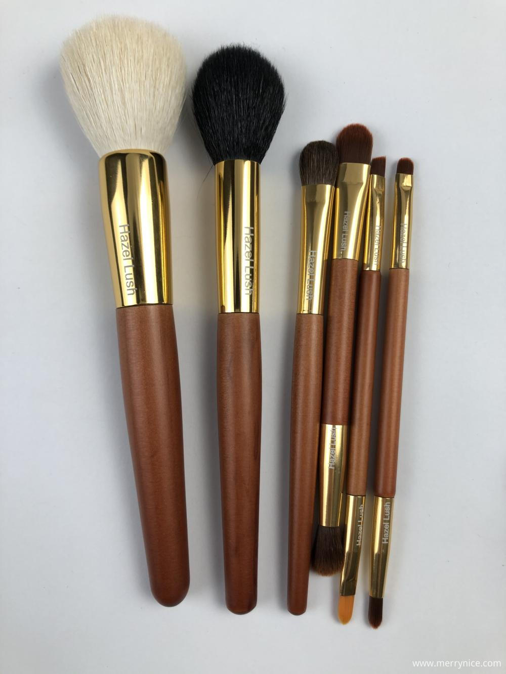 6 ədəd Taxta Makiyaj Fırçası Hazel Lush üçün dəst 6 Pc Wooden Makeup Brush Set For Hazel Lush