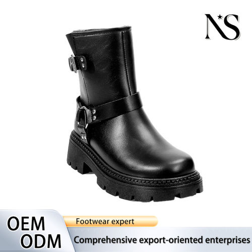 Botas moteras con plataforma de mujer de color negro