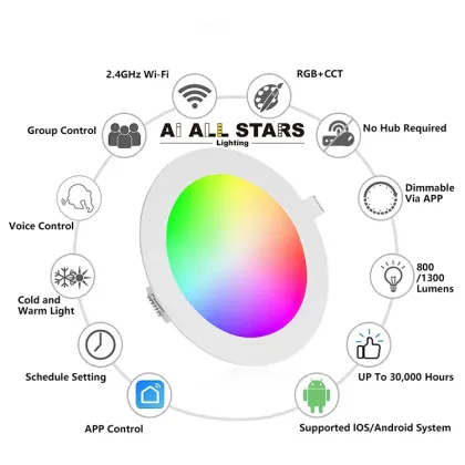 Tuya Smart Home Decor Ceiling Lamps - RGB WiFi Smart LED Downlights