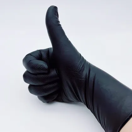 Waterproof Thickened Black Diamond Grip Nitrile Gloves