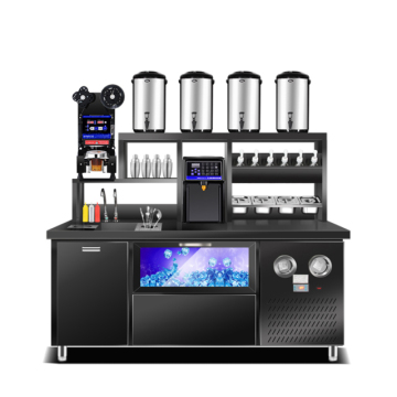 Commercial Double Temperature Refrigerated Bubble Tea Counter for Frozen and Hot Beverages