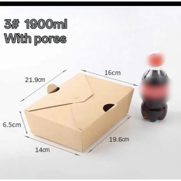 1900ml Foldable Kraft Takeaway Box With Vents