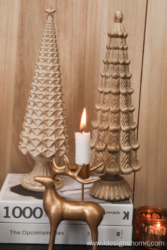 Polyresin Golden Candle Holder for Christmas
