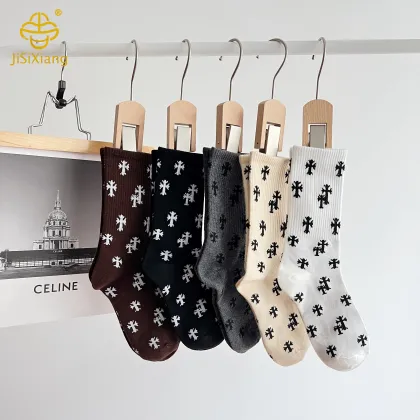 Korean Cross Flower High Socks Autumn/Winter Sports Socks