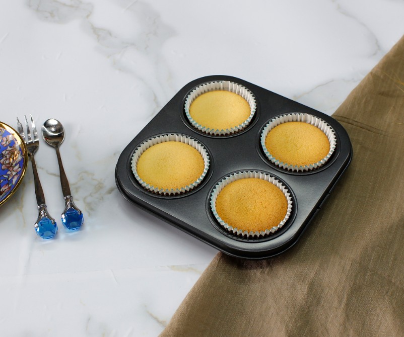 Utensilios para hornear antiadherentes molde para muffins de 4 tazas de acero al carbono