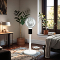 Verstellbarer weißer Standventilator mit Fernbedienung und LED-Anzeige
