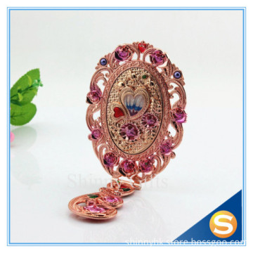 Heart Shape Folding handle quality square makeup mirror small table mirror handheld mirror wedding gift