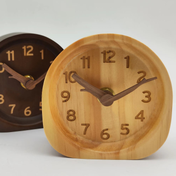 4.3 Inch Quartz Desk Clock - Wooden Decorative Tabletop Clock