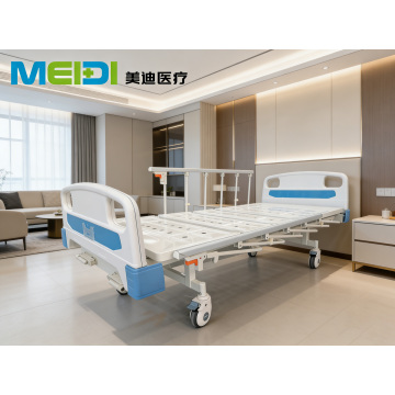 Punched Double Crank Hospital Bed with L-shaped Guardrails, Customizable Legs & Casters