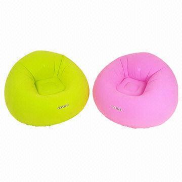 Inflatable Round Bean Bag Sofa Chair with 0.38mm Flocked PVC Material