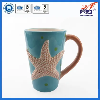 Wholesale ocean design ceramic Starfish cup/mug