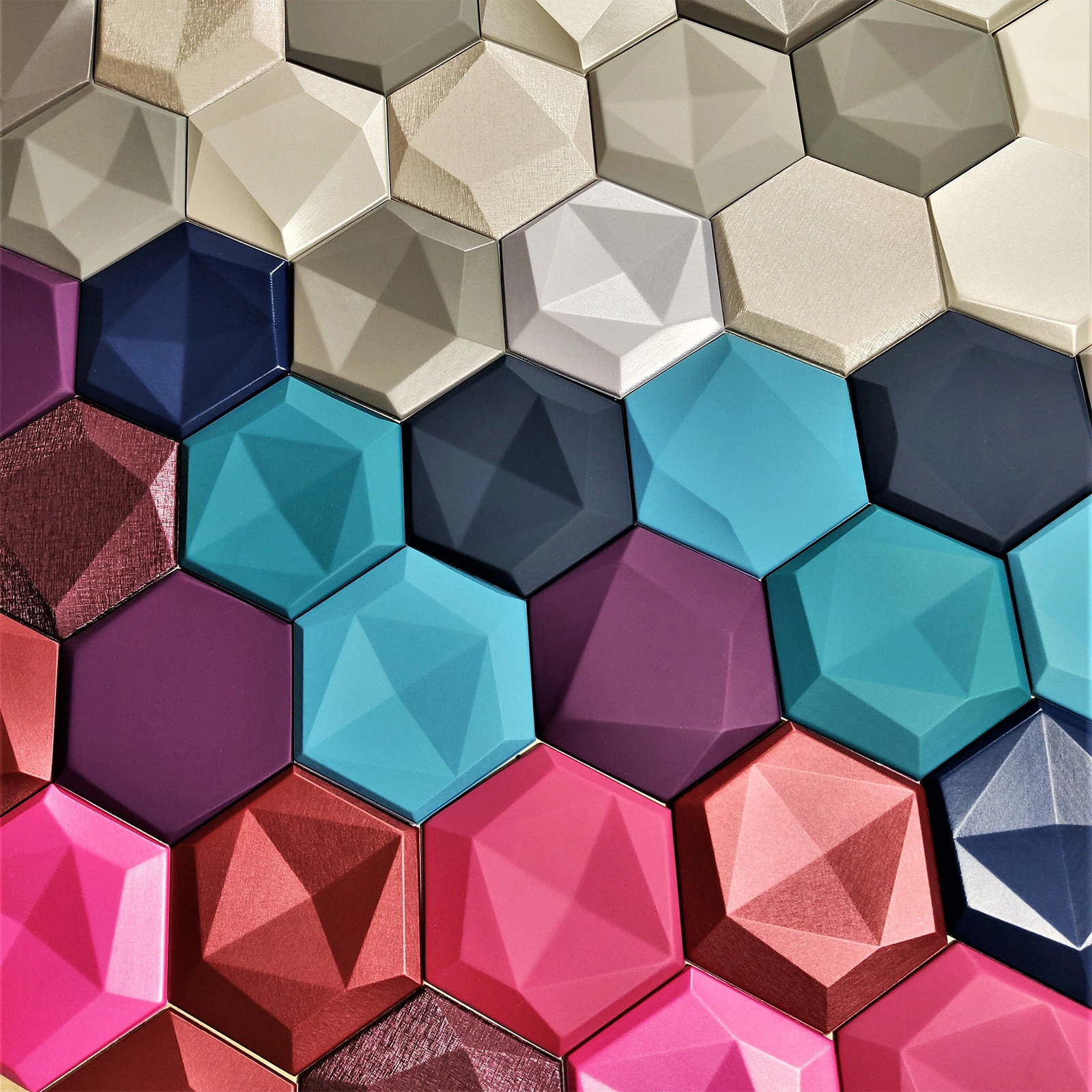 Hexagonal Colorful Assembleable 3D Wall Panel