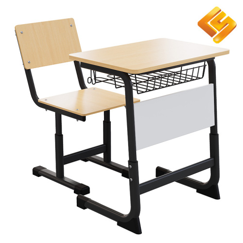 Черный регулируемый студенческий стол из стали и дерева