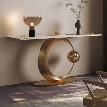 Wholesale Modern Rose Gold Console Table with Marble Top