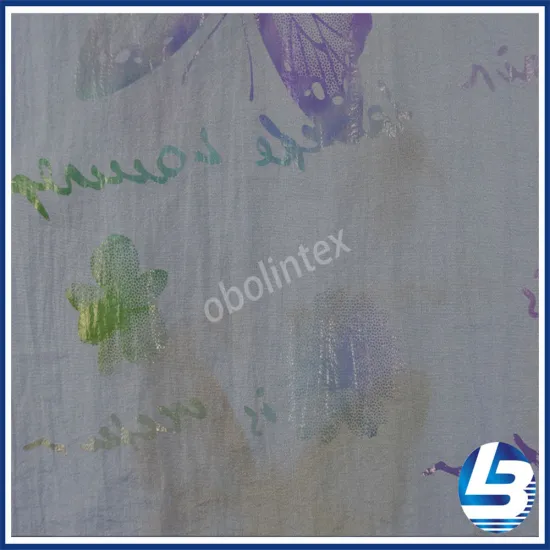 OBL20-889 100%Nylon Taffeta With Foil Print Finish