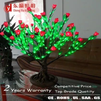 Warm LED Lights Desk Top Cherry Blossom Tree White Fake Cherry Blossom Trees