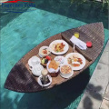 Hand woven cane floating tray for swimming pools