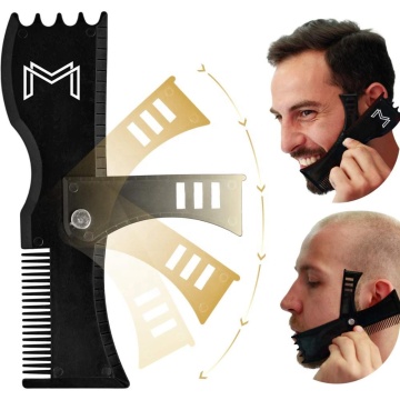 Beard Lineup Tool & Edger: Adjustable Shaping Tool with Comb and Template for Personalized Styling