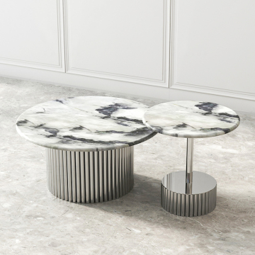 Stainless Steel Marble Silver Wabi Sabi Tea Table
