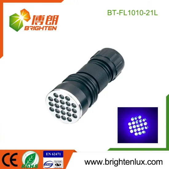 Factory Wholesale 3*AAA battery Used Aluminum 380-385nm Handheld Ultraviolet 21 led uv Torch for Jewelry