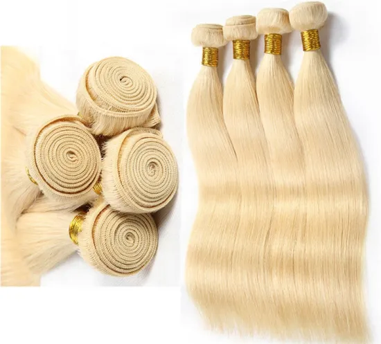 Straight Brazilian Mink 613 Virgin Hair Bundles Cuticle Aligned Blonde 100% Human Hair Weave Bundle