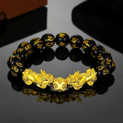 Stylish Gold-Plated Pi Yao Bracelet: A Fusion of Feng Shui Luck Attraction and Men's Fashion Accessory