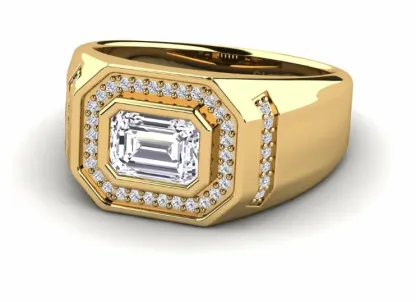 Floral Jewelry 18K Lab Diamond Men's Ring