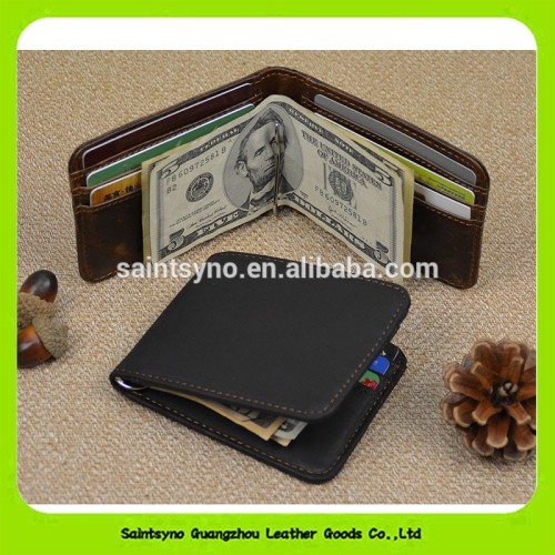 Wholesale fashion leather wallet custom money clip 16294