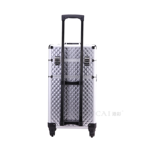 Professional silver aluminum train makeup case