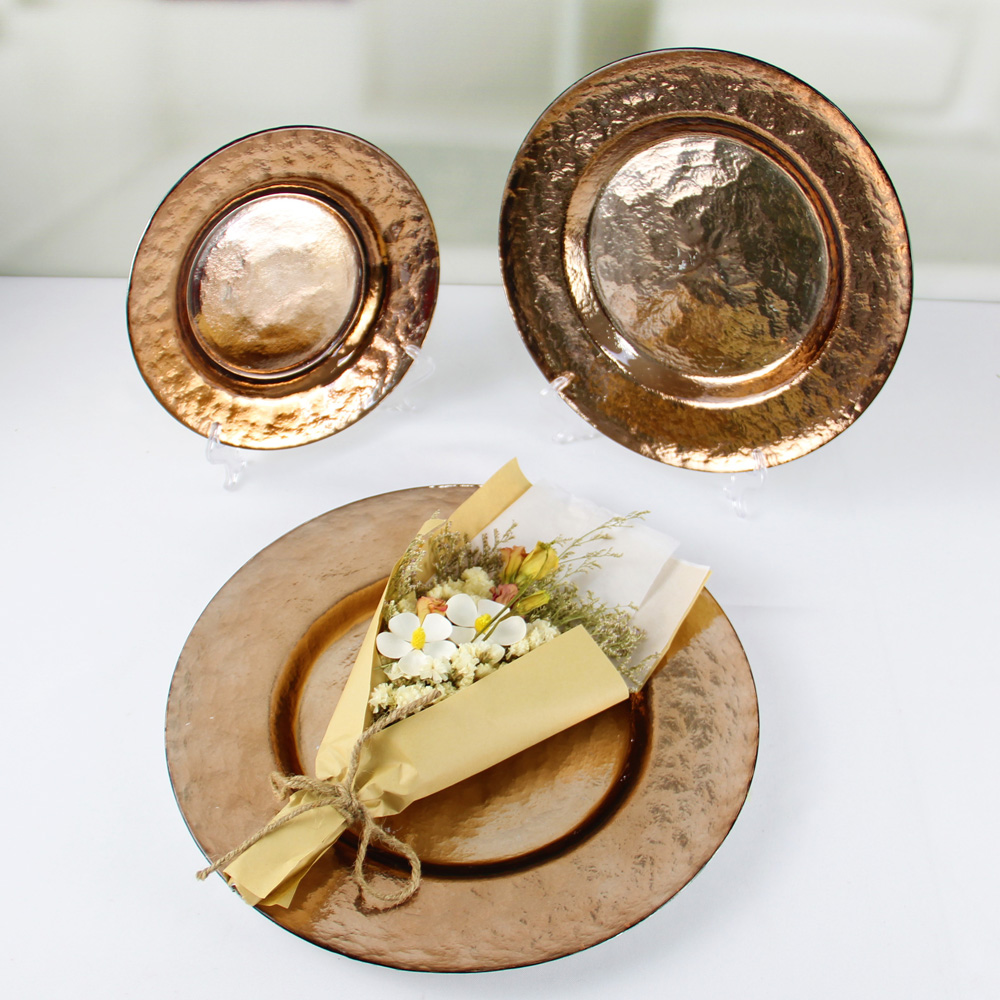 Hammer Embossed Glass Charger Plate