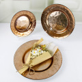 Hammer Embossed Rose Gold Vintage Glass Charger Plates