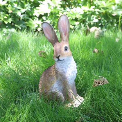 Custom Handmade Resin Animal Figurines: Realistic Garden Decoration Hare Rabbit Statue
