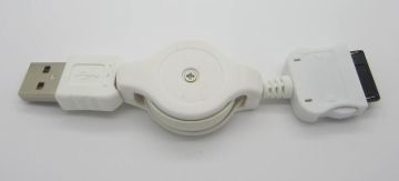 White Charging / Data Transfer Retractable Usb Cable 0.75m 5 Pin