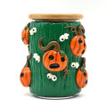 Handmade kukazve polymer clay vase neHalloween pumpkin, borosiirce girazi kuputa ashtray, fodya jar ine bamboo lid