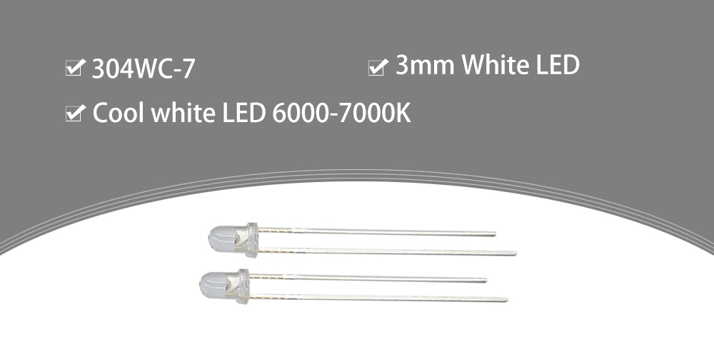 Cool white LED 3mm white LED 6000K 6500K 7000K