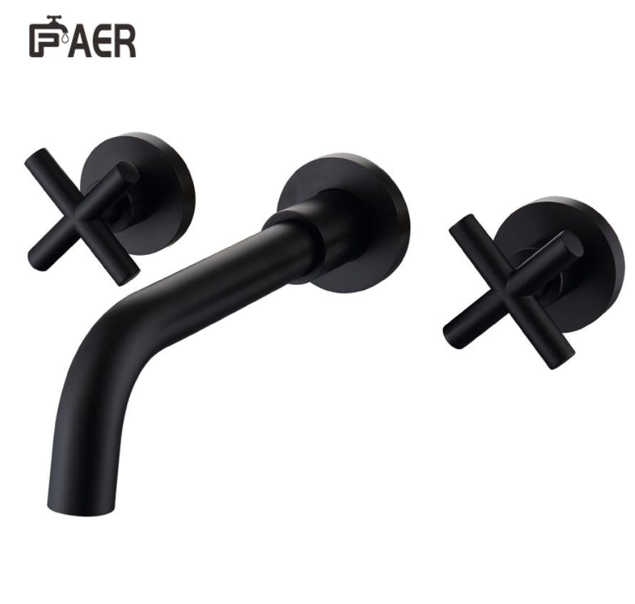 Black frosted three-hole basin mixer