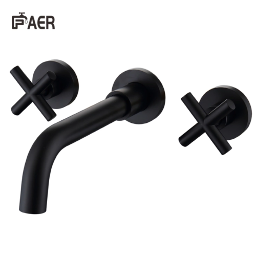 Black frosted three-hole basin mixer