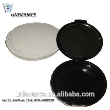 denture container with mirror