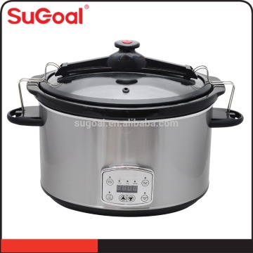 SuGoal New Programmable Digital Oval Slow Cooker with Timer, Stainless Steel