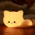 Silicone Cat Night Light - Lámpara de sensor táctil adorable para niños
