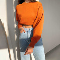 Pullover von Frauen geschnittene Crewneck Sweatshirt