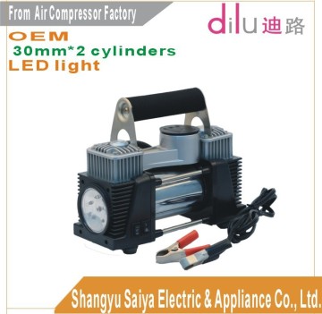 Car air compressor, heavy duty air compressor, LED light air pump, air inflator, 2*cylinders air compressor